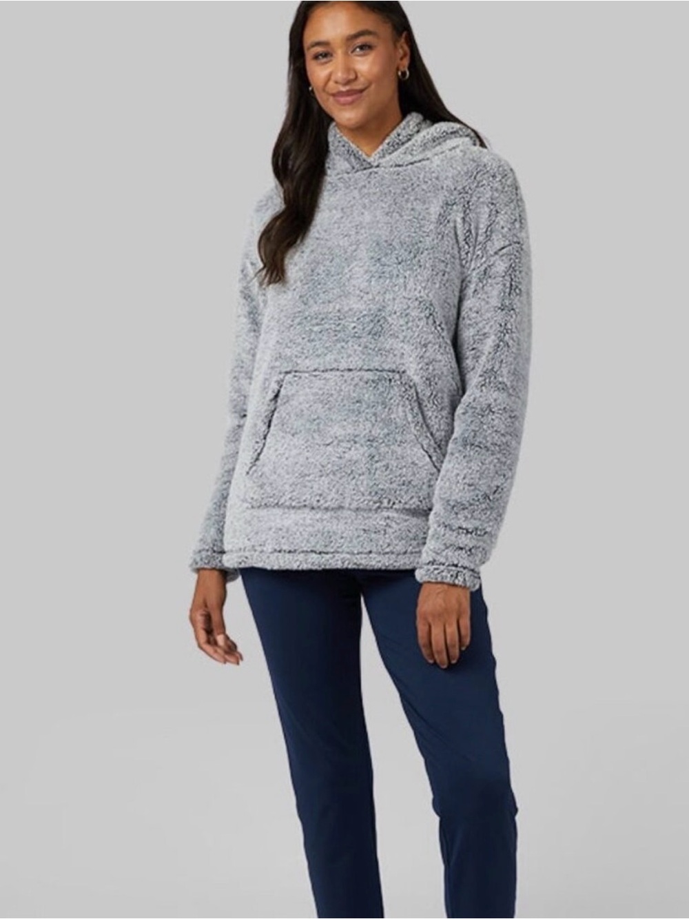 32 Degrees Heat Plush Hooded Pullover - Light Gray, Small